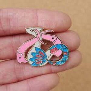Women’s Jewelry Gorgeous Sparkly Milotic-Pink, White, Gold, and Blue Enamel Pin